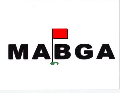 Image of golf hole and flagstick imbedded between the letters M A B G A.